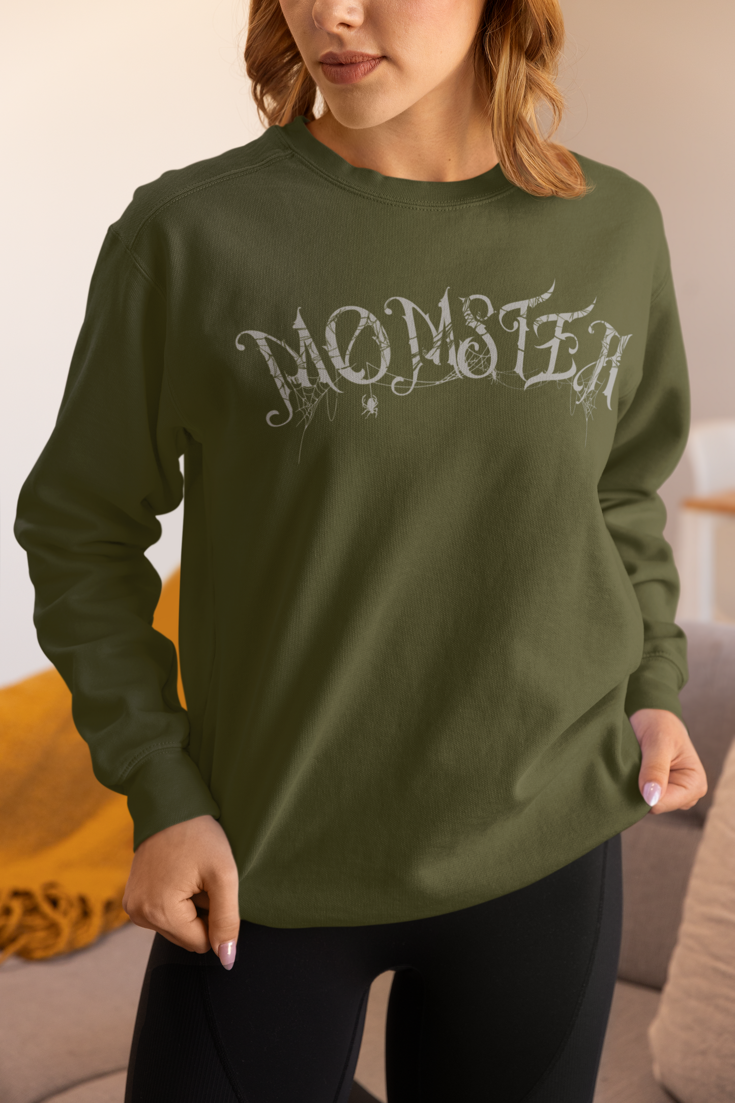 Momster Halloween Sweatshirt | Funny Spooky Mom Crewneck | Cozy Fall Sweater with Spider Webs | Mom Life Halloween Shirt | Gifts for Moms