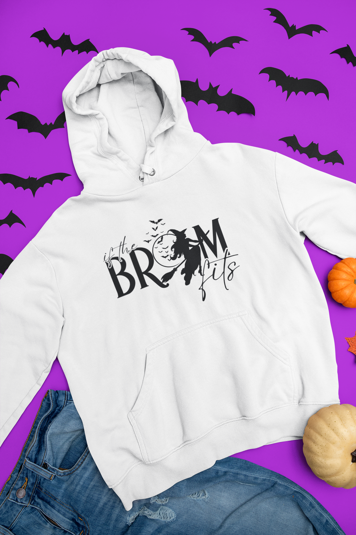 If the Broom Fits Hoodie – Funny Halloween Witch Sweatshirt for Women – Cozy Fall Hoodie – Spooky Season Apparel – Unisex Fit – Sizes S-5XL
