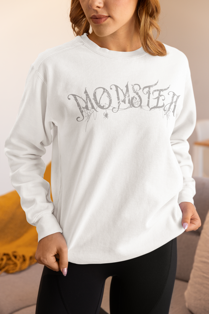 Momster Halloween Sweatshirt | Funny Spooky Mom Crewneck | Cozy Fall Sweater with Spider Webs | Mom Life Halloween Shirt | Gifts for Moms

