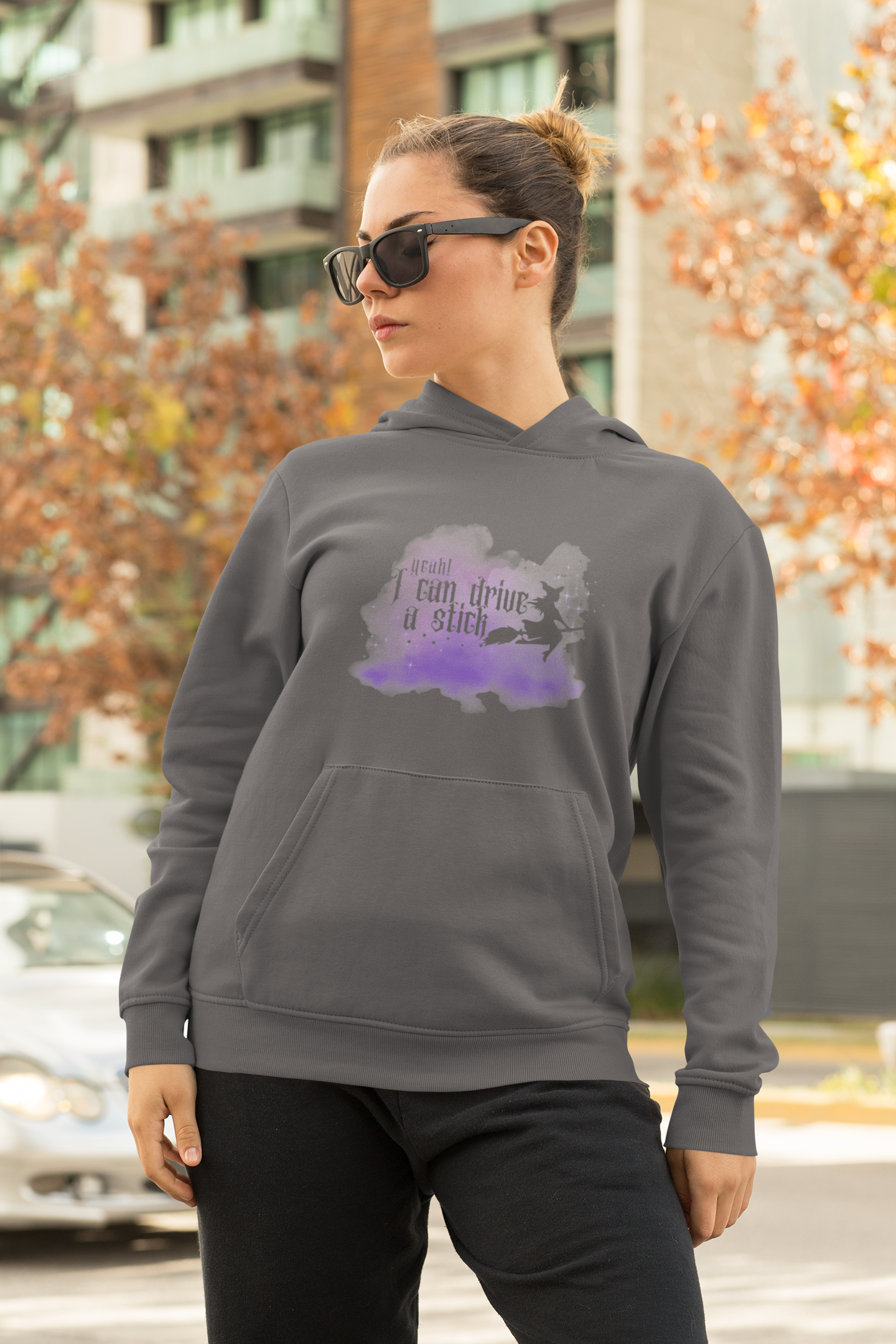 “Yeah I Can Drive a Stick”  | Witchy Halloween Hoodie – Funny Sweatshirt | Purple Halloween | Cute Outfit