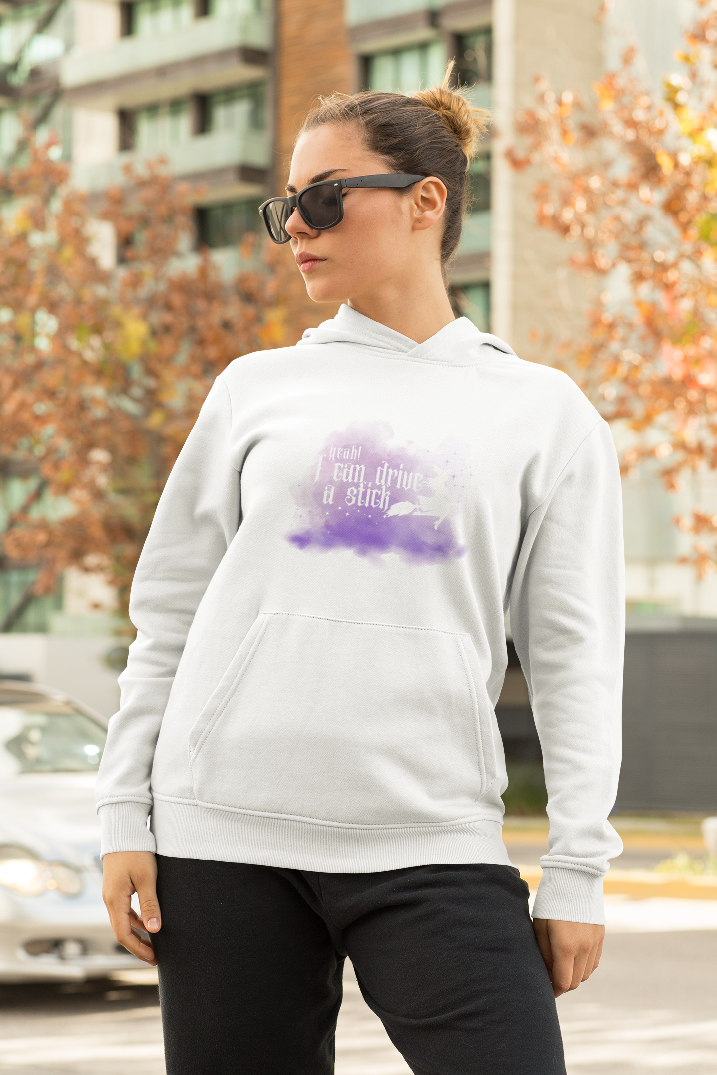“Yeah I Can Drive a Stick”  | Witchy Halloween Hoodie – Funny Sweatshirt | Purple Halloween | Cute Outfit