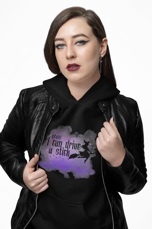“Yeah I Can Drive a Stick”  | Witchy Halloween Hoodie – Funny Sweatshirt | Purple Halloween | Cute Outfit