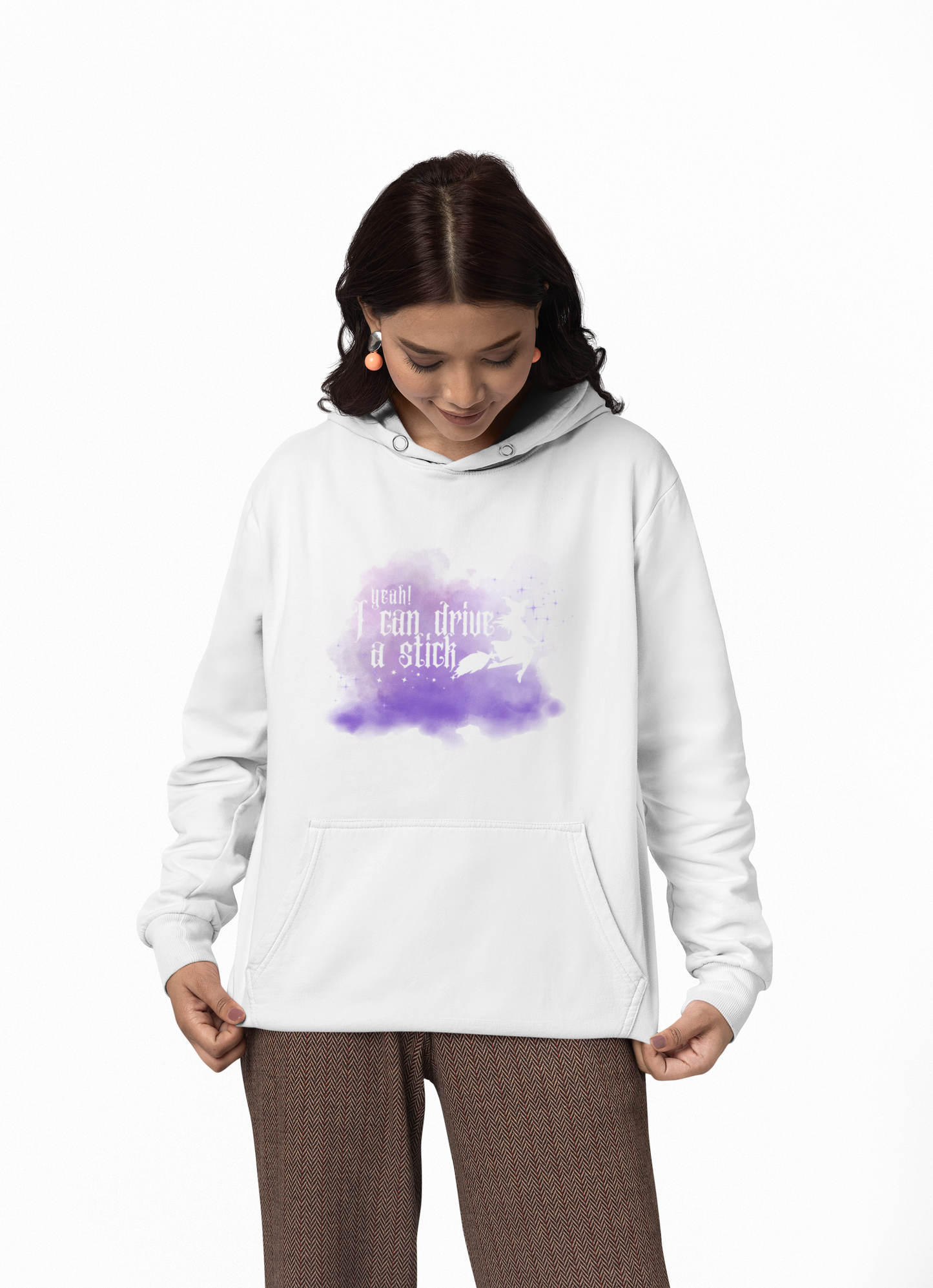 “Yeah I Can Drive a Stick”  | Witchy Halloween Hoodie – Funny Sweatshirt | Purple Halloween | Cute Outfit