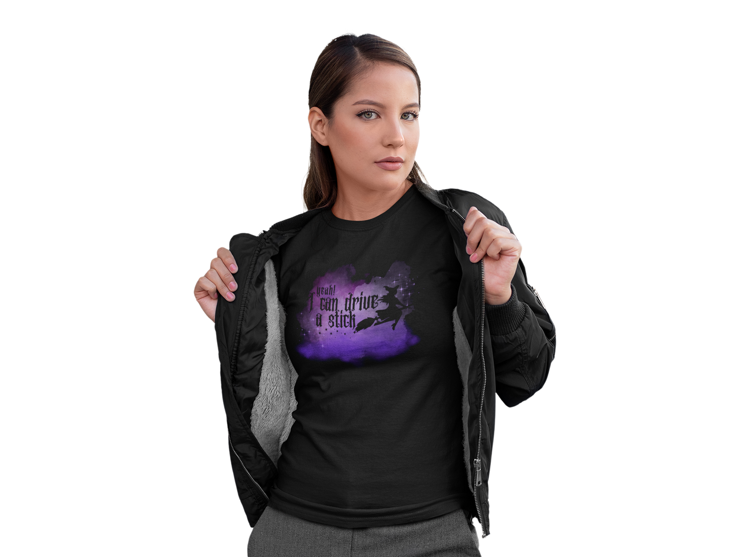 Yeah I Can Drive a Stick” | Witchy Halloween T-Shirt