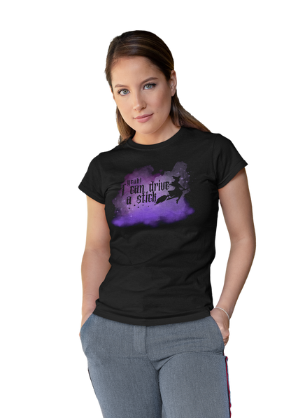 Yeah I Can Drive a Stick” | Witchy Halloween T-Shirt