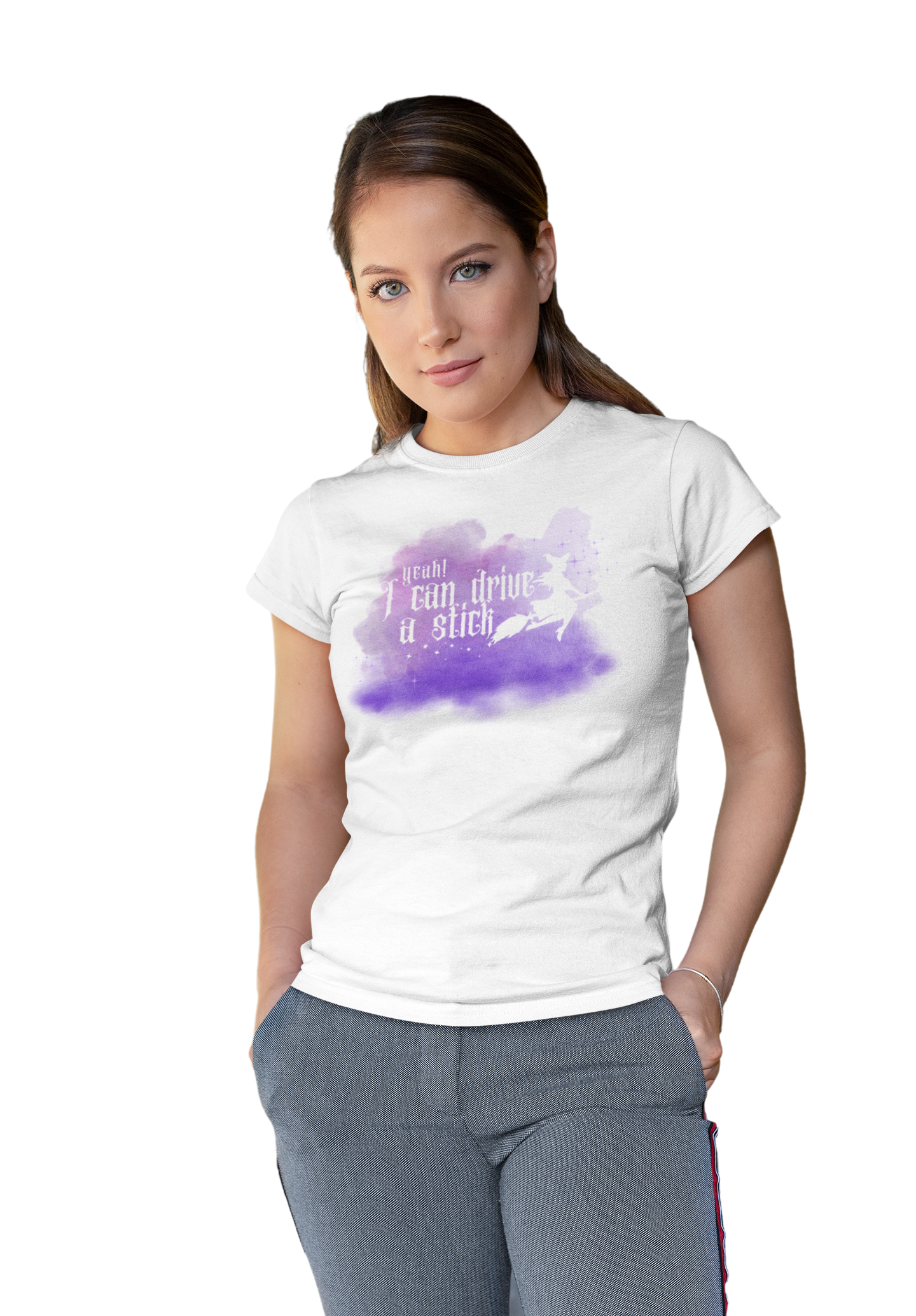 Yeah I Can Drive a Stick” | Witchy Halloween T-Shirt