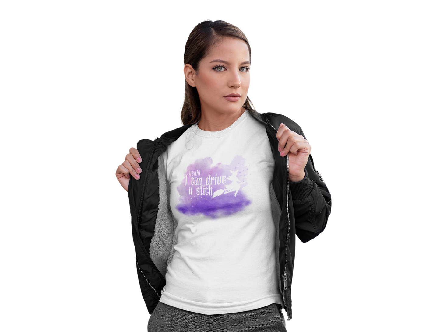 Yeah I Can Drive a Stick” | Witchy Halloween T-Shirt