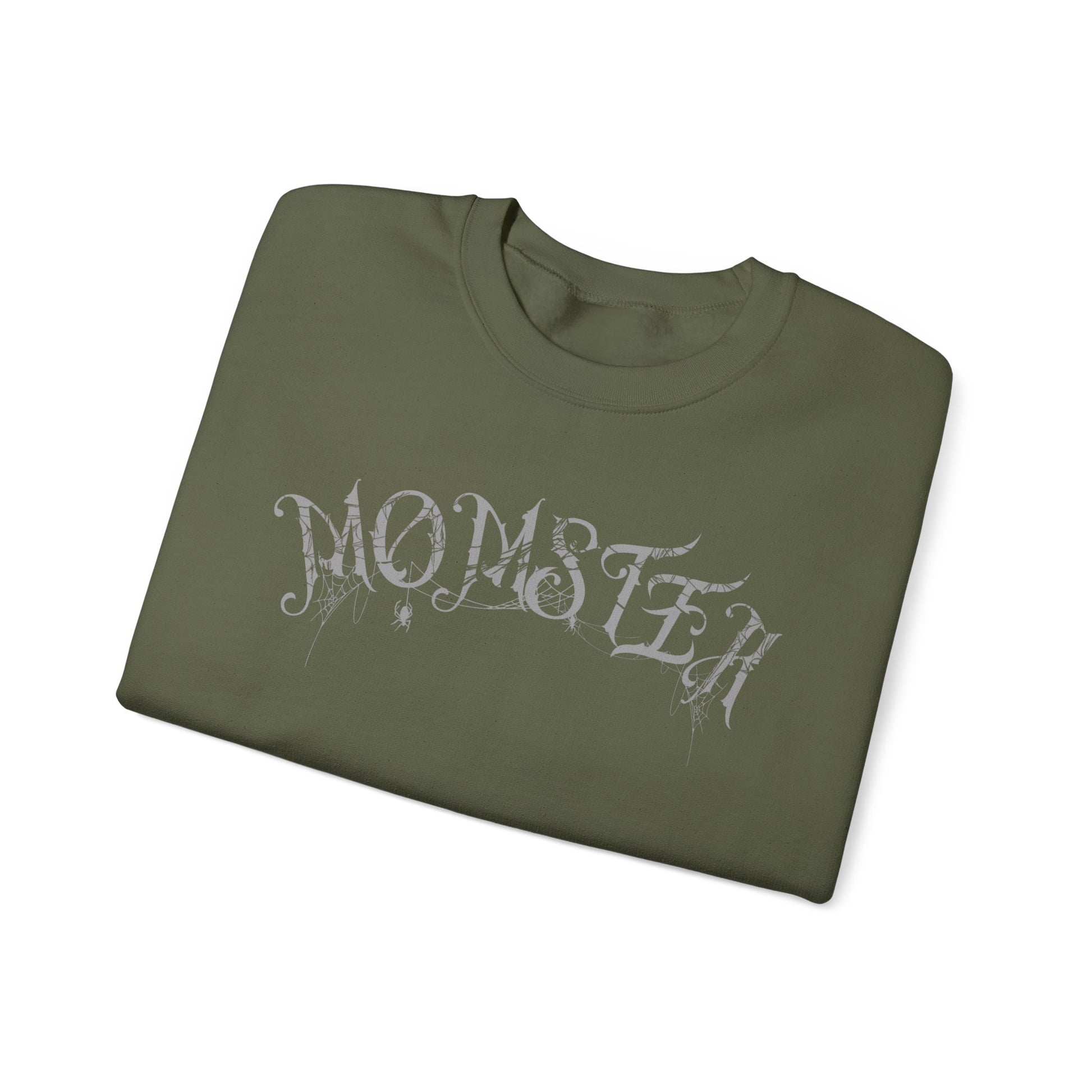 Momster Halloween Sweatshirt | Funny Spooky Mom Crewneck | Cozy Fall Sweater with Spider Webs | Mom Life Halloween Shirt | Gifts for Moms

