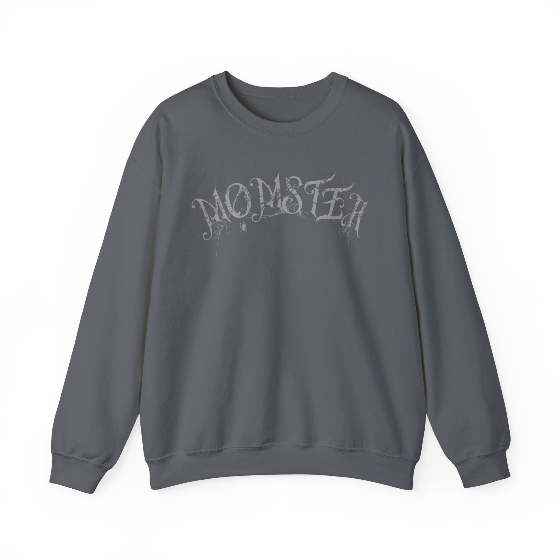 Momster Halloween Sweatshirt | Funny Spooky Mom Crewneck | Cozy Fall Sweater with Spider Webs | Mom Life Halloween Shirt | Gifts for Moms

