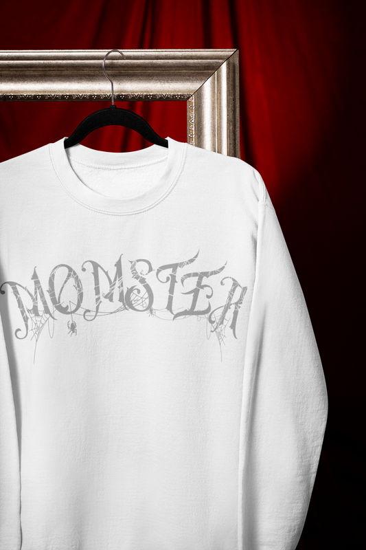 Momster Halloween Sweatshirt | Funny Spooky Mom Crewneck | Cozy Fall Sweater with Spider Webs | Mom Life Halloween Shirt | Gifts for Moms